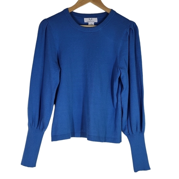 Magaschoni Blue Balloon Sleeve Viscose Sweater Medium‎ - Picture 1 of 3